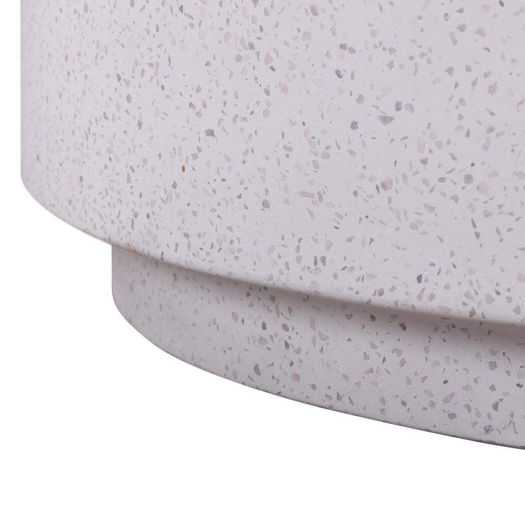 Terrazzo 27.5" Light Speckled Concrete Round Coffee Table