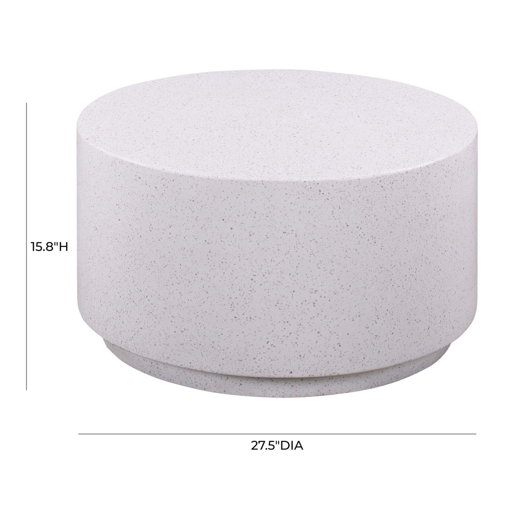 Terrazzo 27.5" Light Speckled Concrete Round Coffee Table