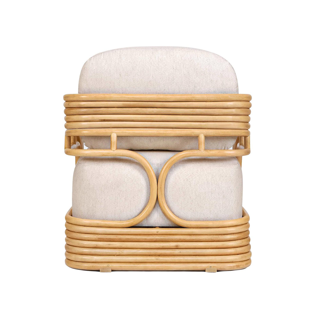 Lauretta Cream Performance Fabric and Natural Rattan Accent Chair