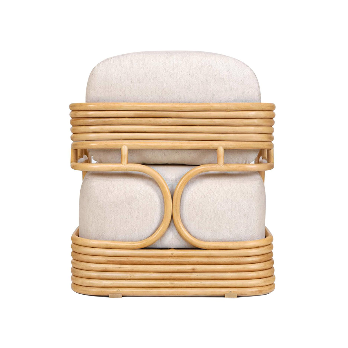 Lauretta Cream Performance Fabric and Natural Rattan Accent Chair