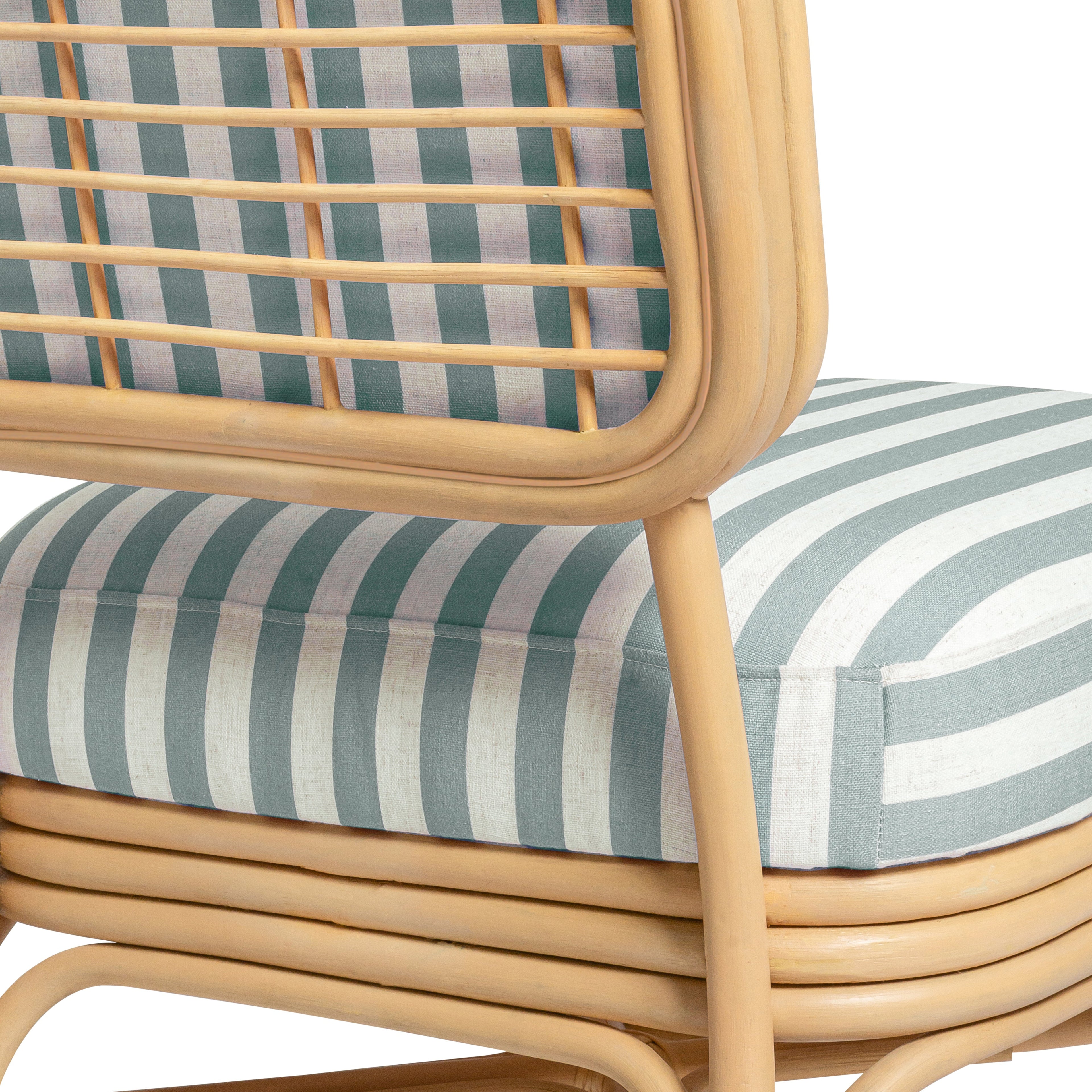 Dorine Striped Performance Linen &amp; Rattan Accent Chair