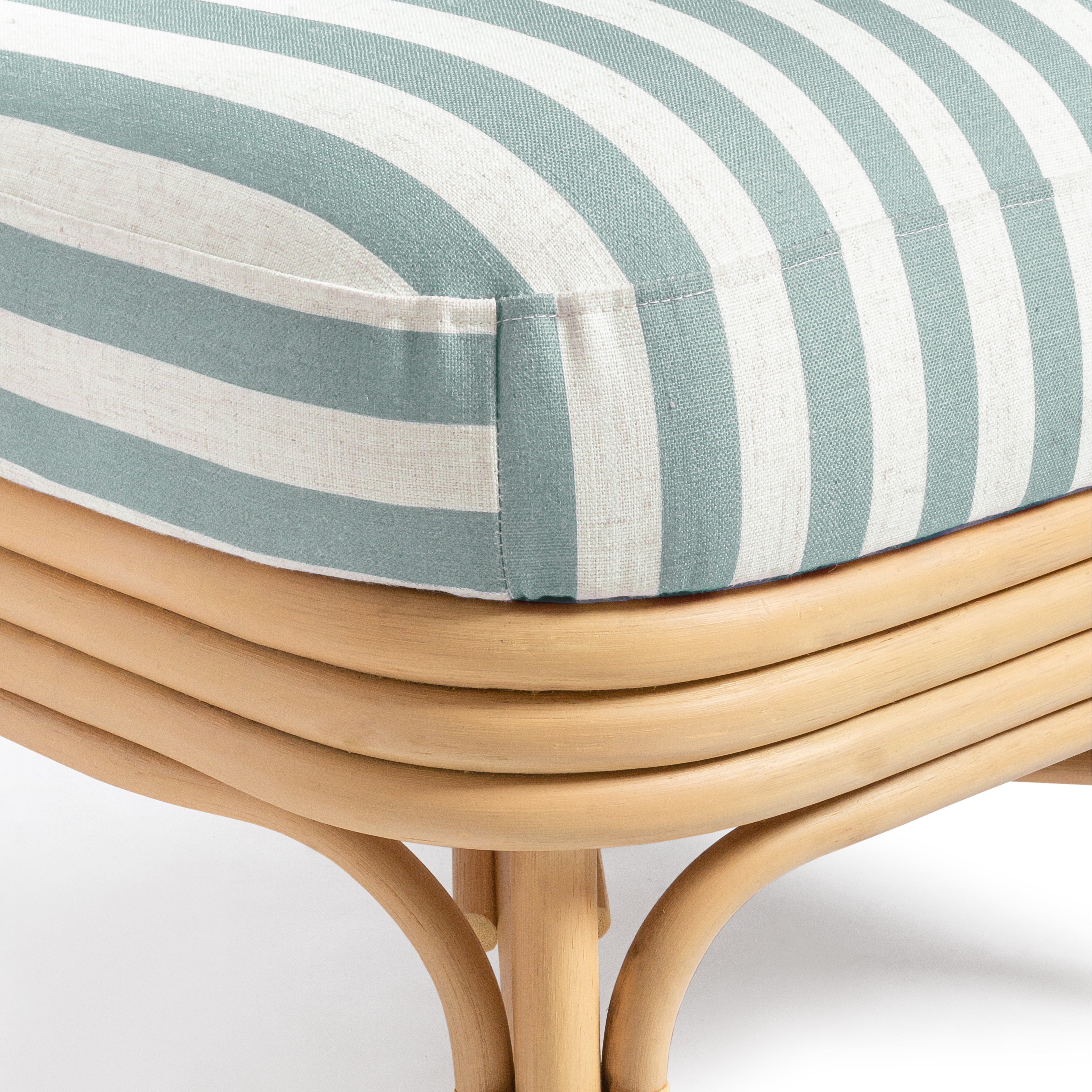 Dorine Striped Performance Linen &amp; Rattan Accent Chair