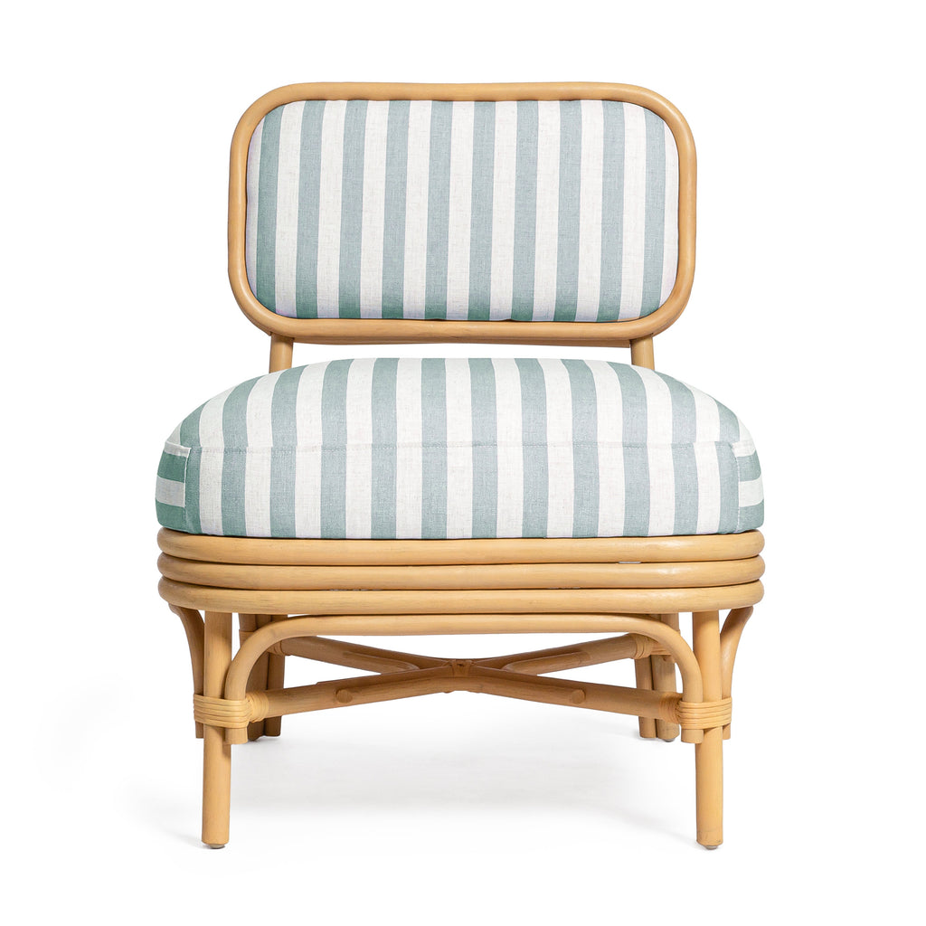 Dorine Striped Performance Linen &amp; Rattan Accent Chair