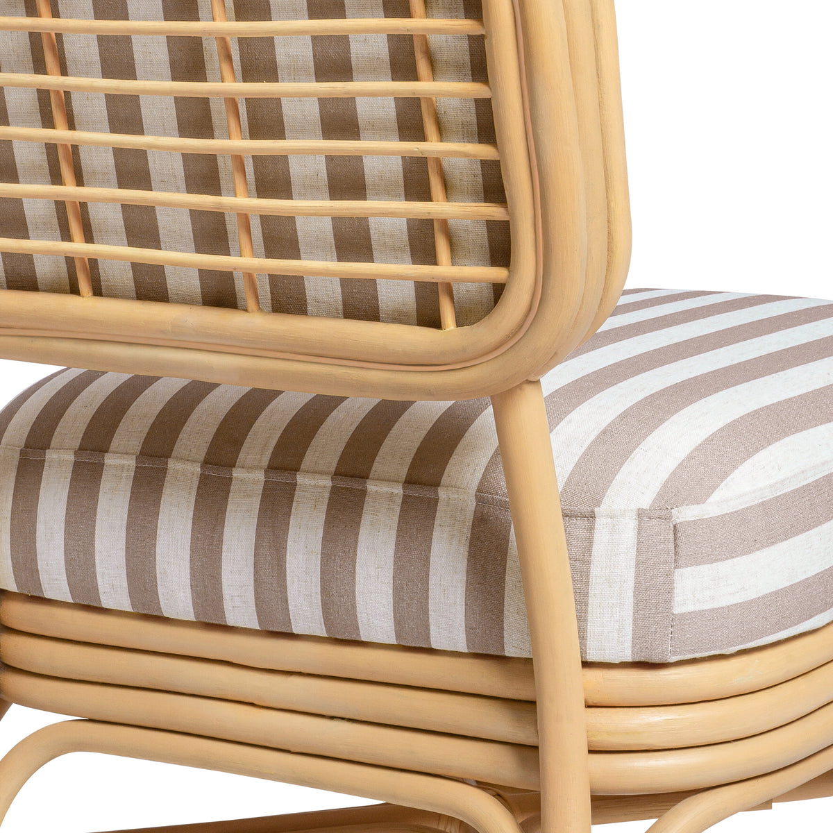 Dorine Striped Performance Linen &amp; Rattan Accent Chair
