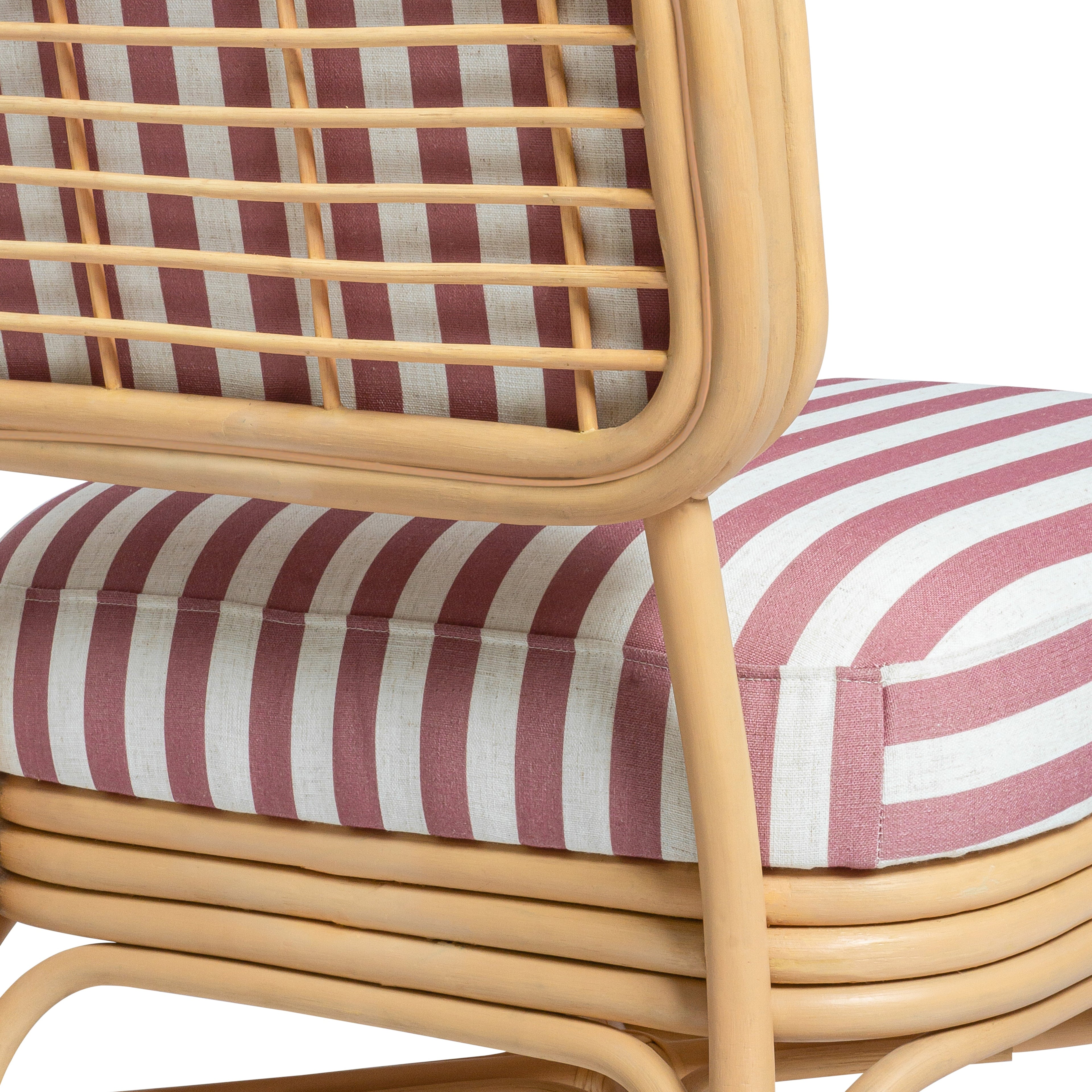 Dorine Striped Performance Linen &amp; Rattan Accent Chair
