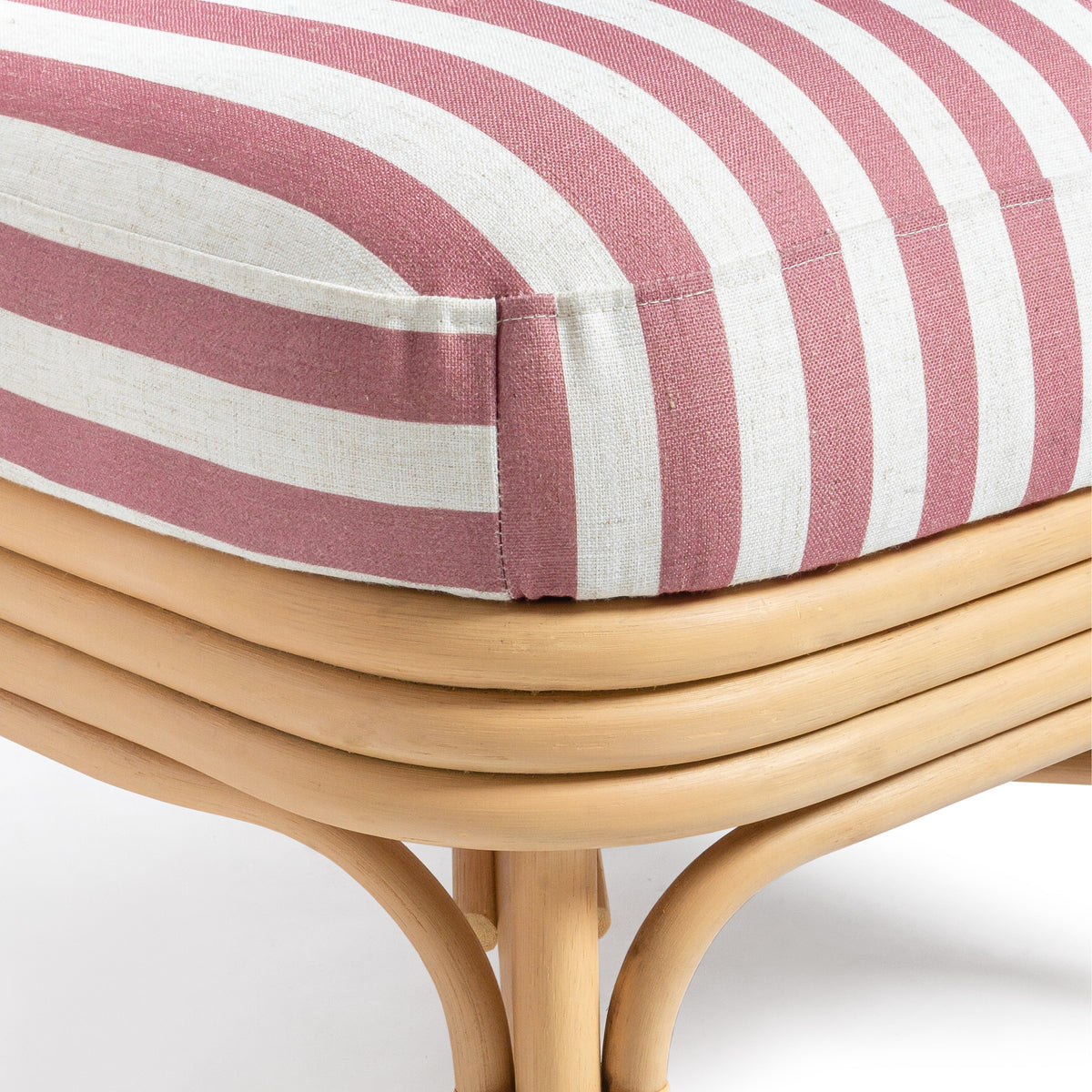 Dorine Striped Performance Linen &amp; Rattan Accent Chair