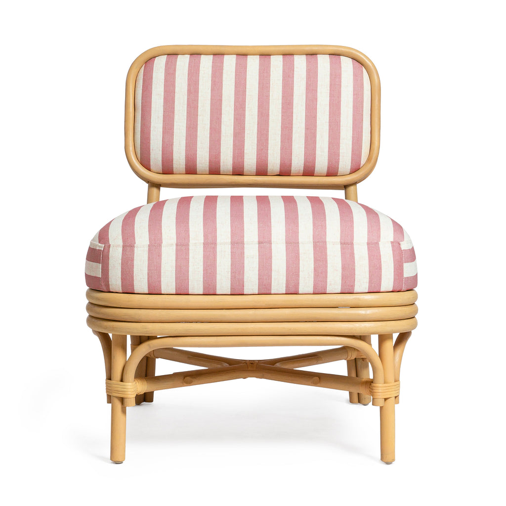 Dorine Striped Performance Linen &amp; Rattan Accent Chair