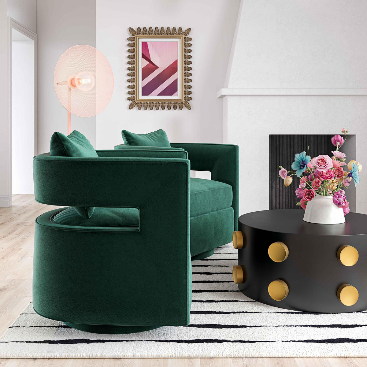 Kennedy Performance Velvet Swivel Accent Chair