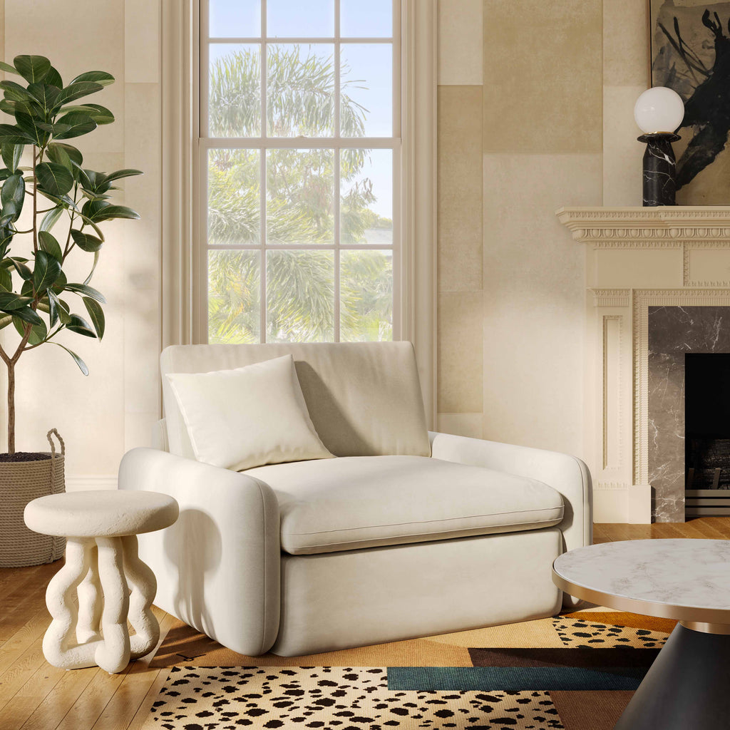 Rachelle Cream Performance Velvet Lounge Chair