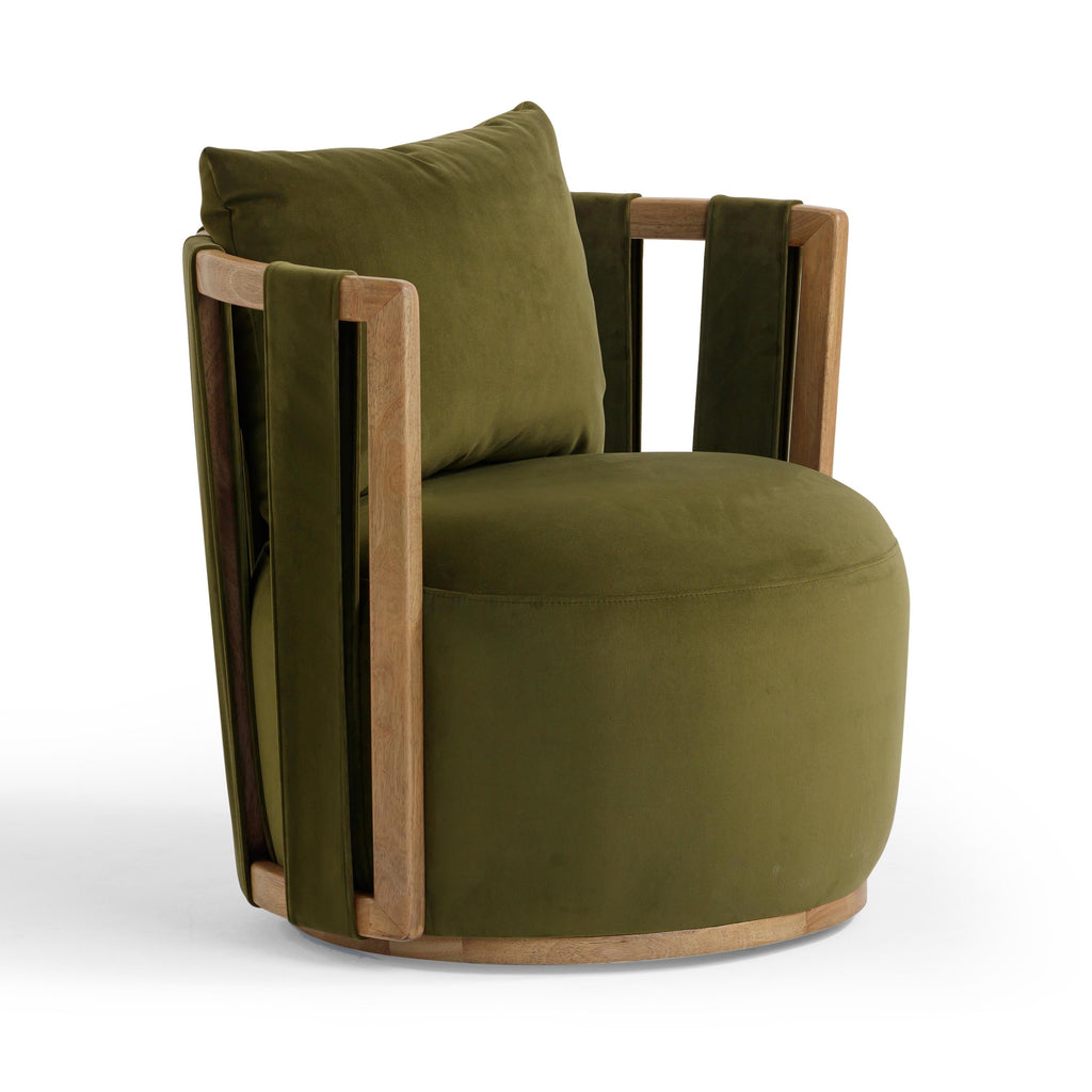 Paolo Upcycled Contract-Grade Fabric Swivel Accent Chair