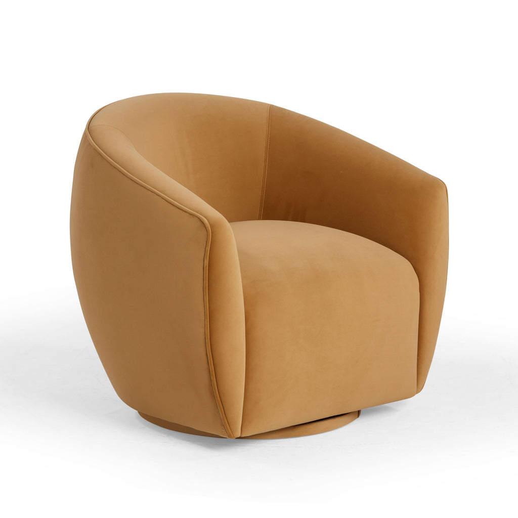 Jordan Performance Velvet Swivel Accent Chair — Tan null