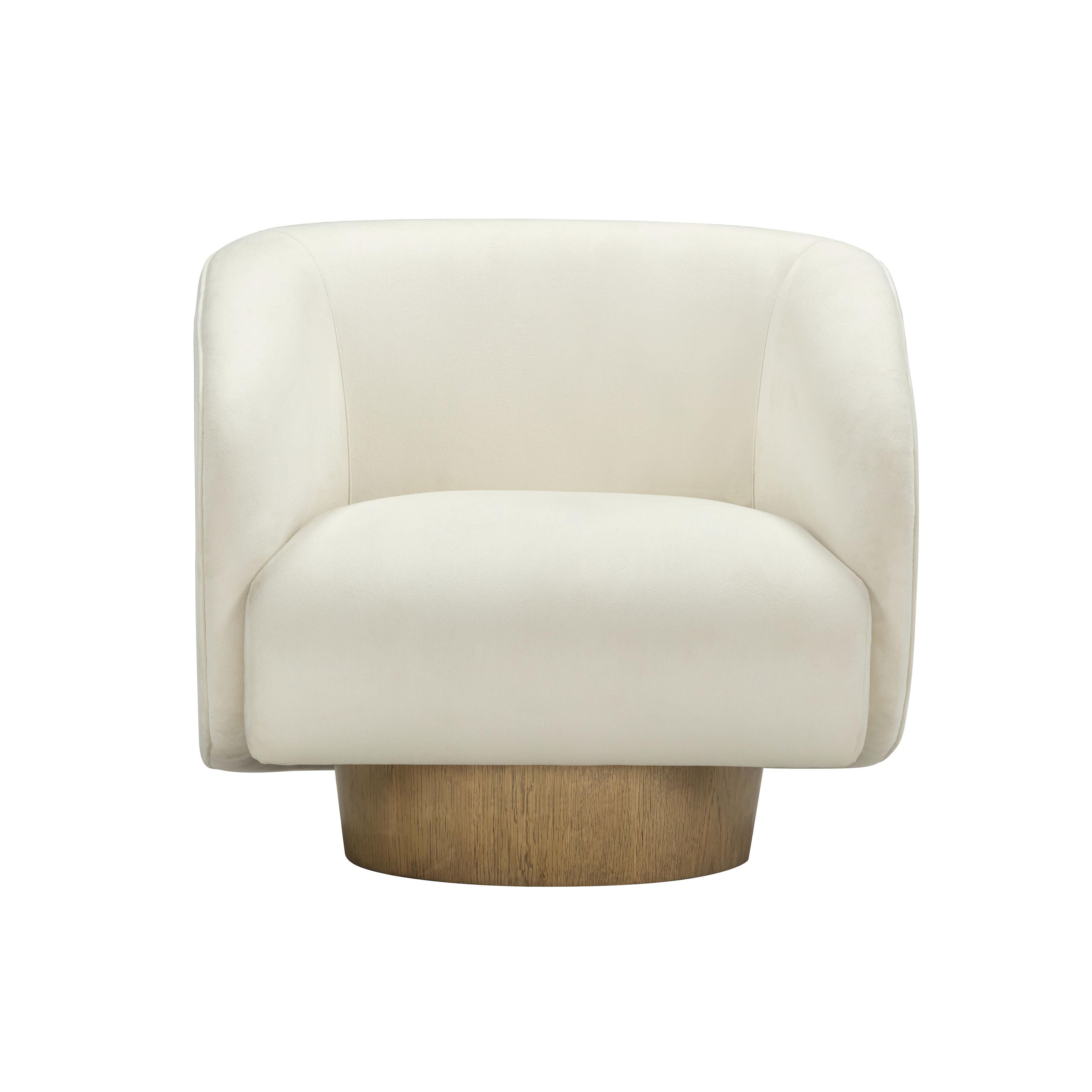 Presley Cream Performance Velvet Swivel Accent Chair
