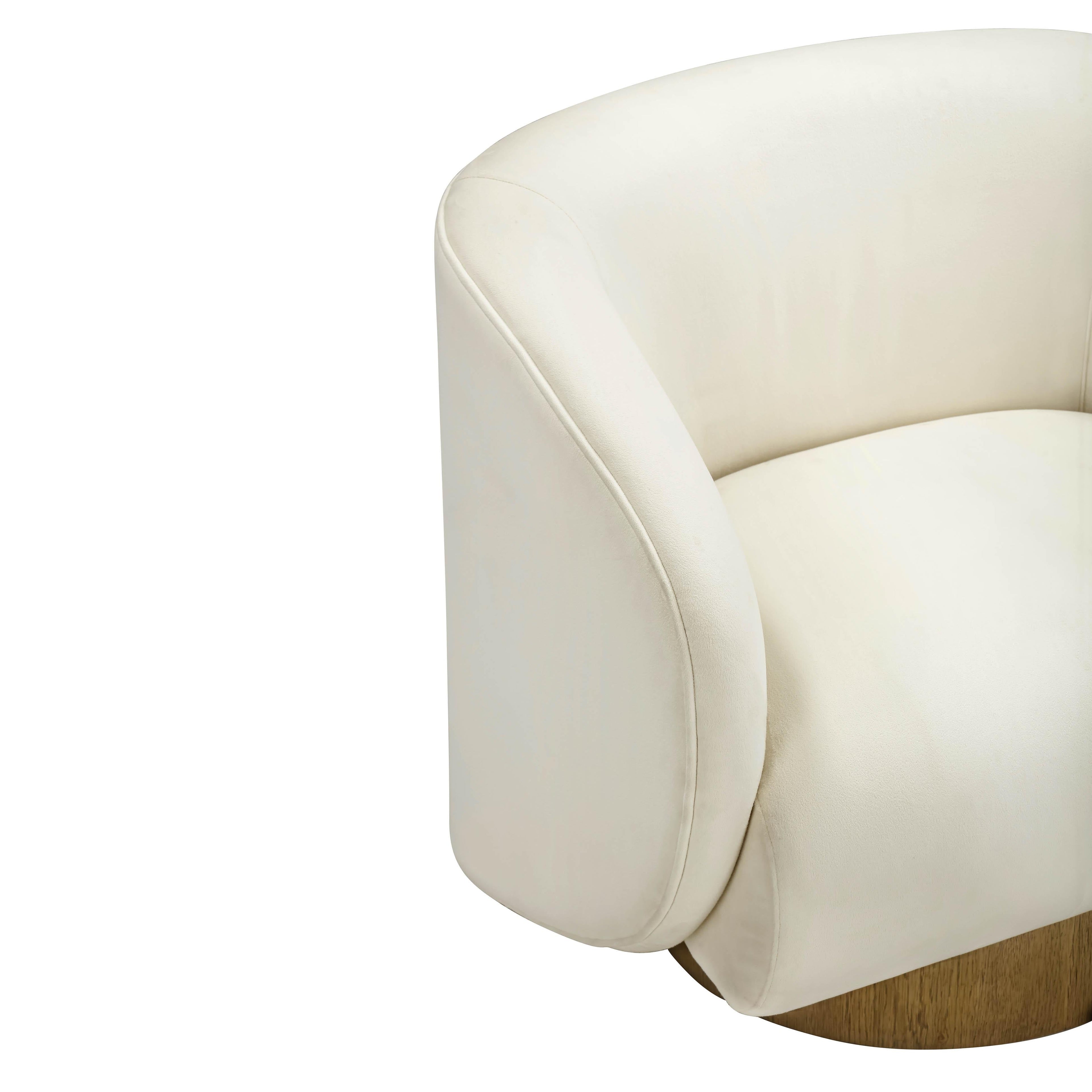 Presley Cream Performance Velvet Swivel Accent Chair