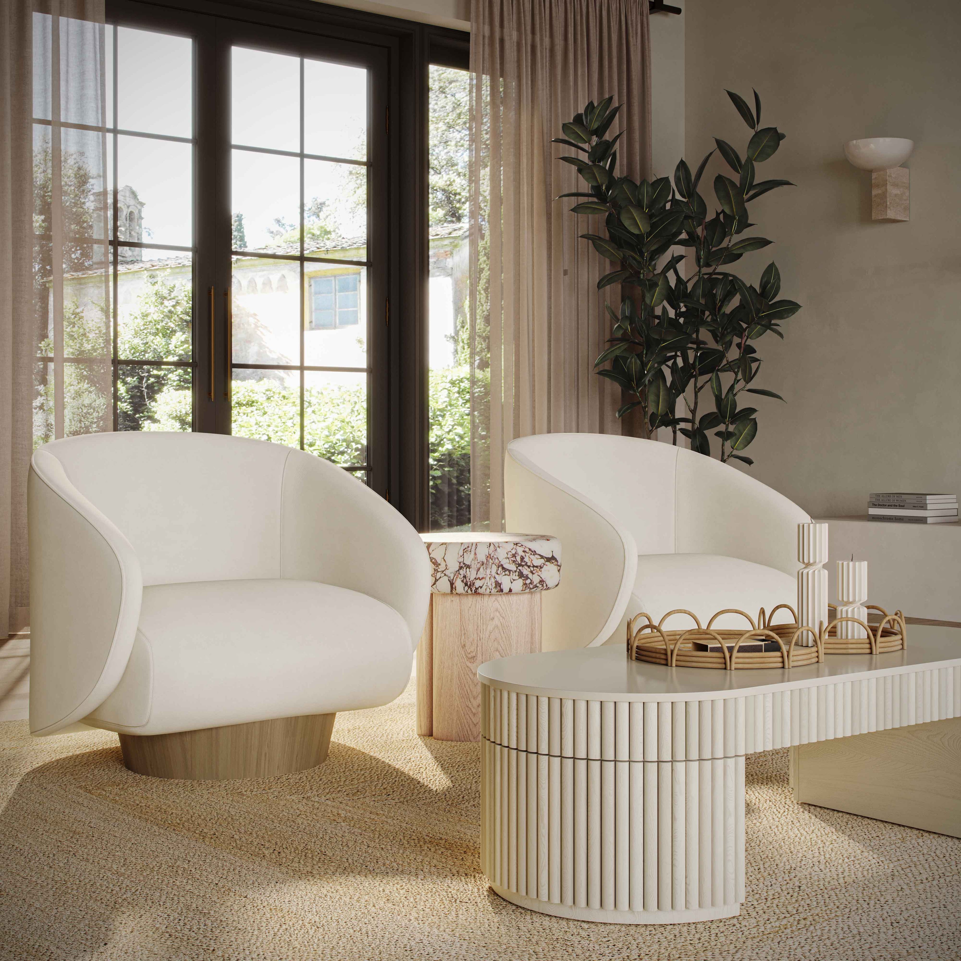 Bella 48" Cream Oval Coffee Table
