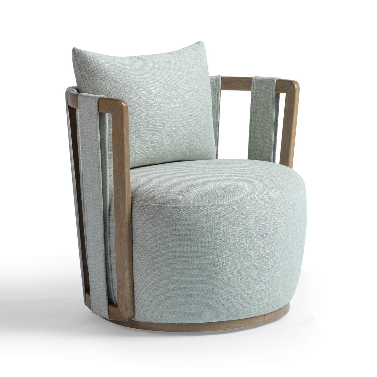 Paolo Textured Contract-Grade Weave Fabric Swivel Accent Chair — Mint Green null