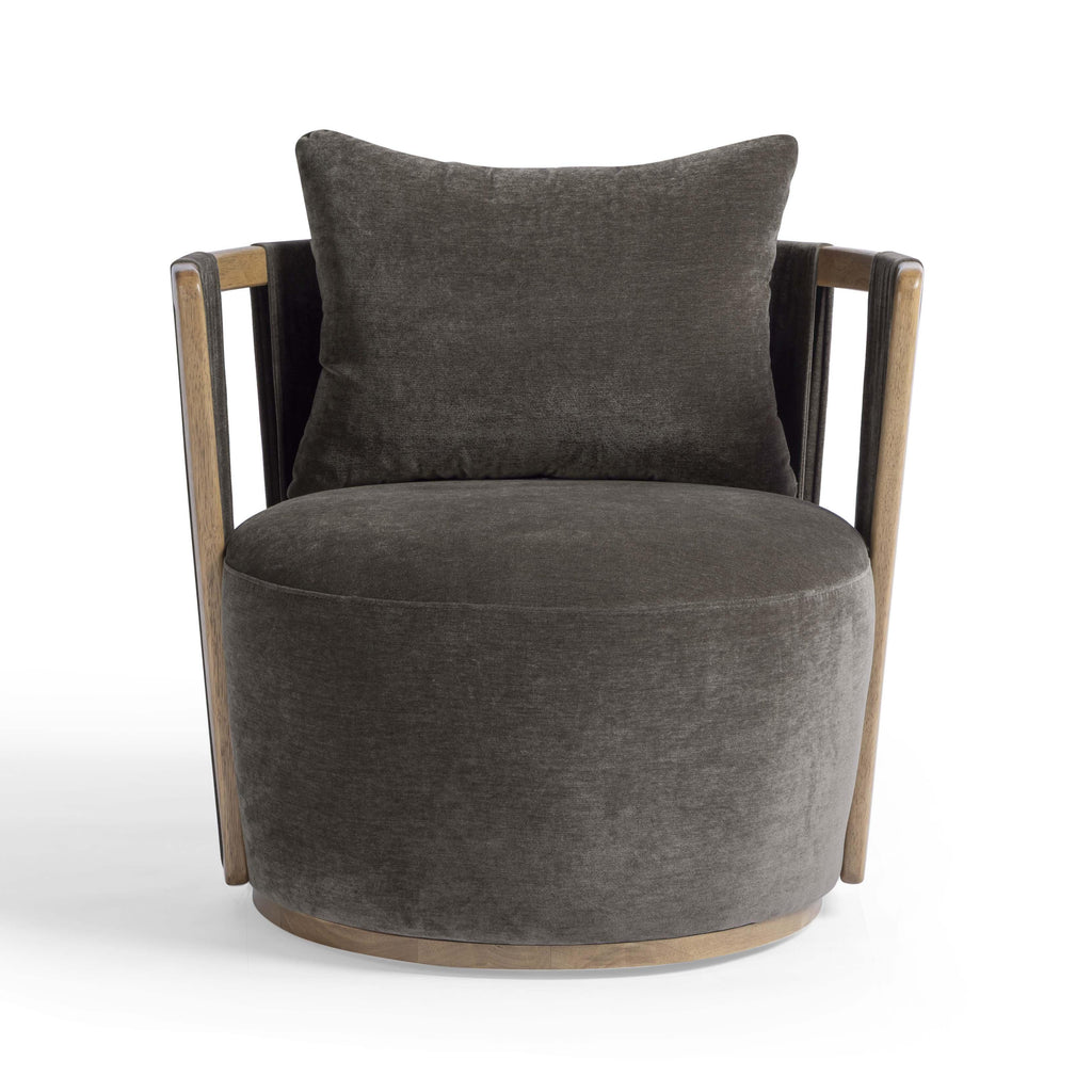 Paolo Upcycled Contract-Grade Fabric Swivel Accent Chair