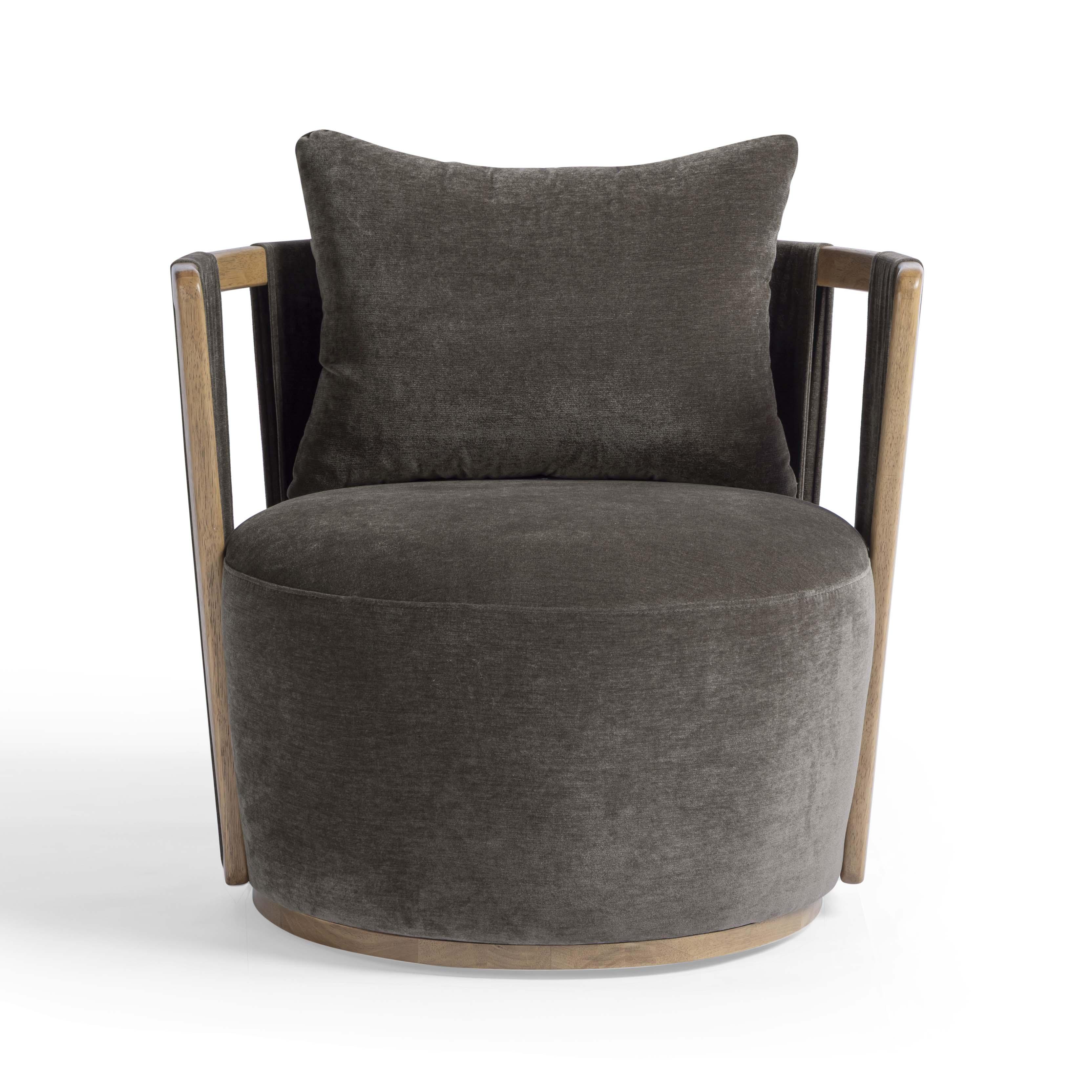 Paolo Upcycled Contract-Grade Fabric Swivel Accent Chair