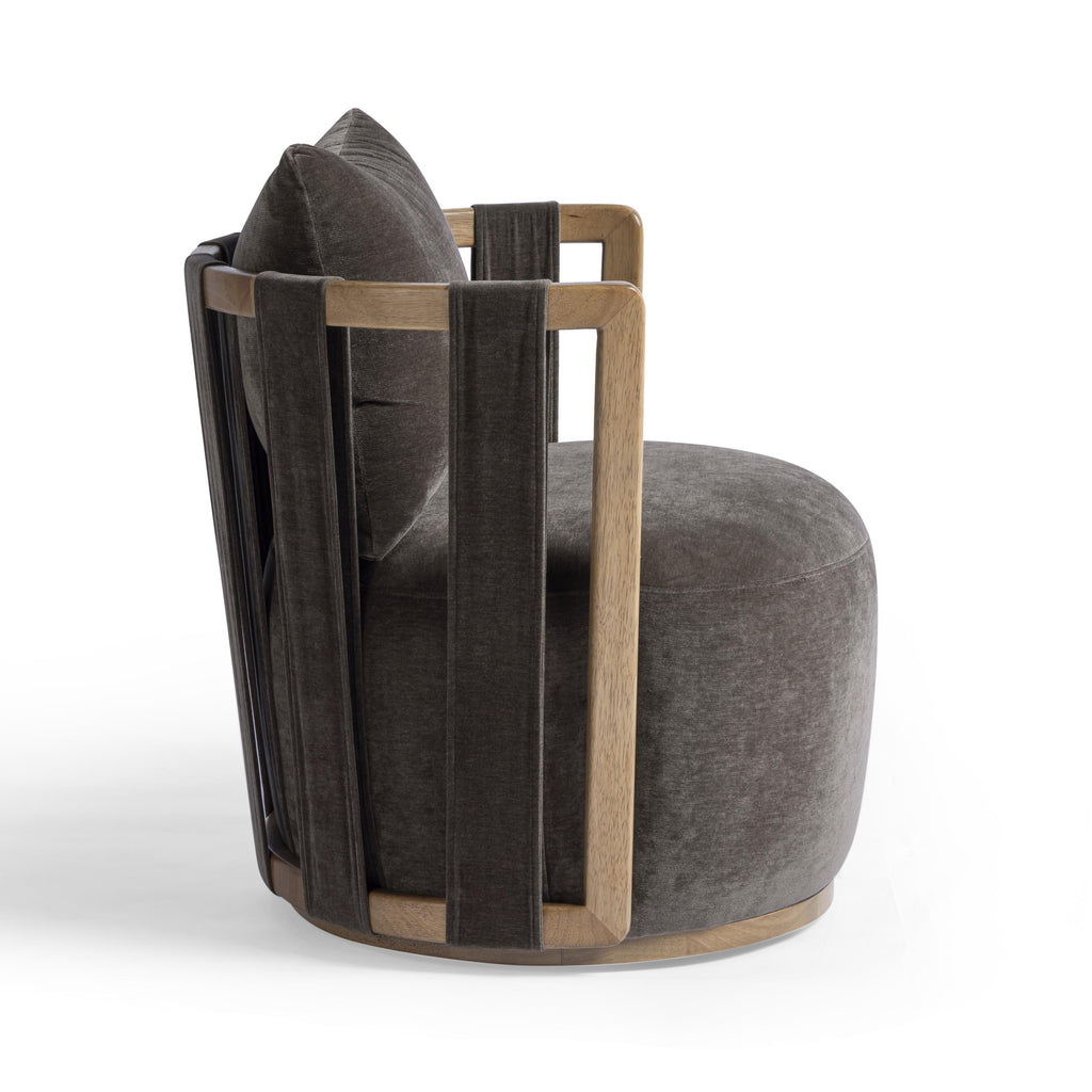 Paolo Upcycled Contract-Grade Fabric Swivel Accent Chair