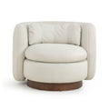 Nura Cream Performance Vegan Mohair Swivel Accent Chair
