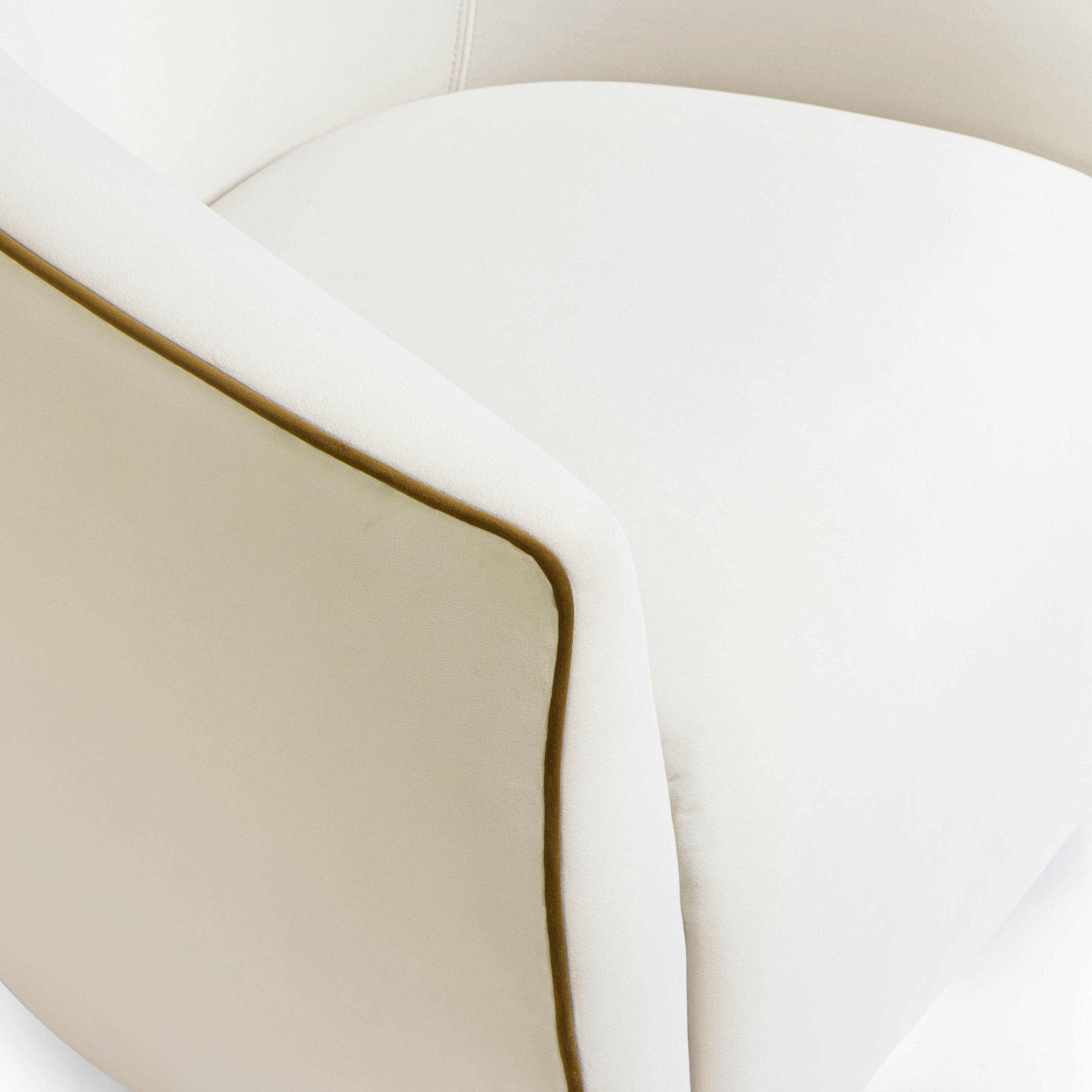 Jordan Contrast Piping Performance Velvet Swivel Accent Chair