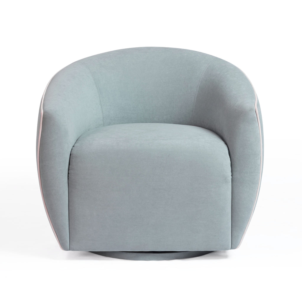 Jordan Contrast Piping Performance Velvet Swivel Accent Chair