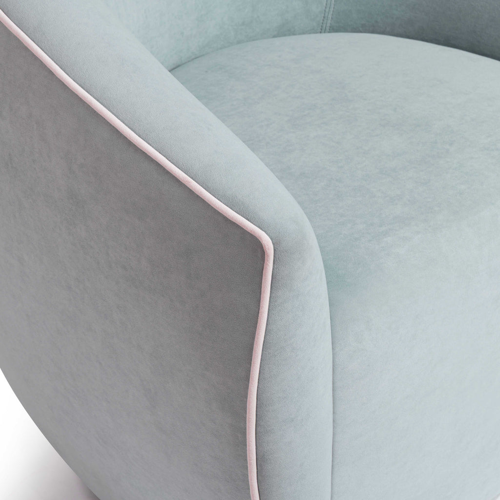 Jordan Contrast Piping Performance Velvet Swivel Accent Chair