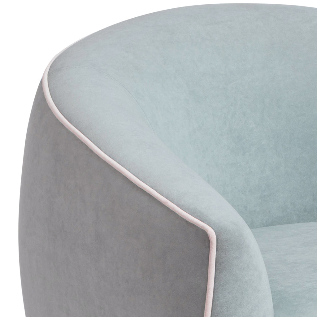 Jordan Contrast Piping Performance Velvet Swivel Accent Chair