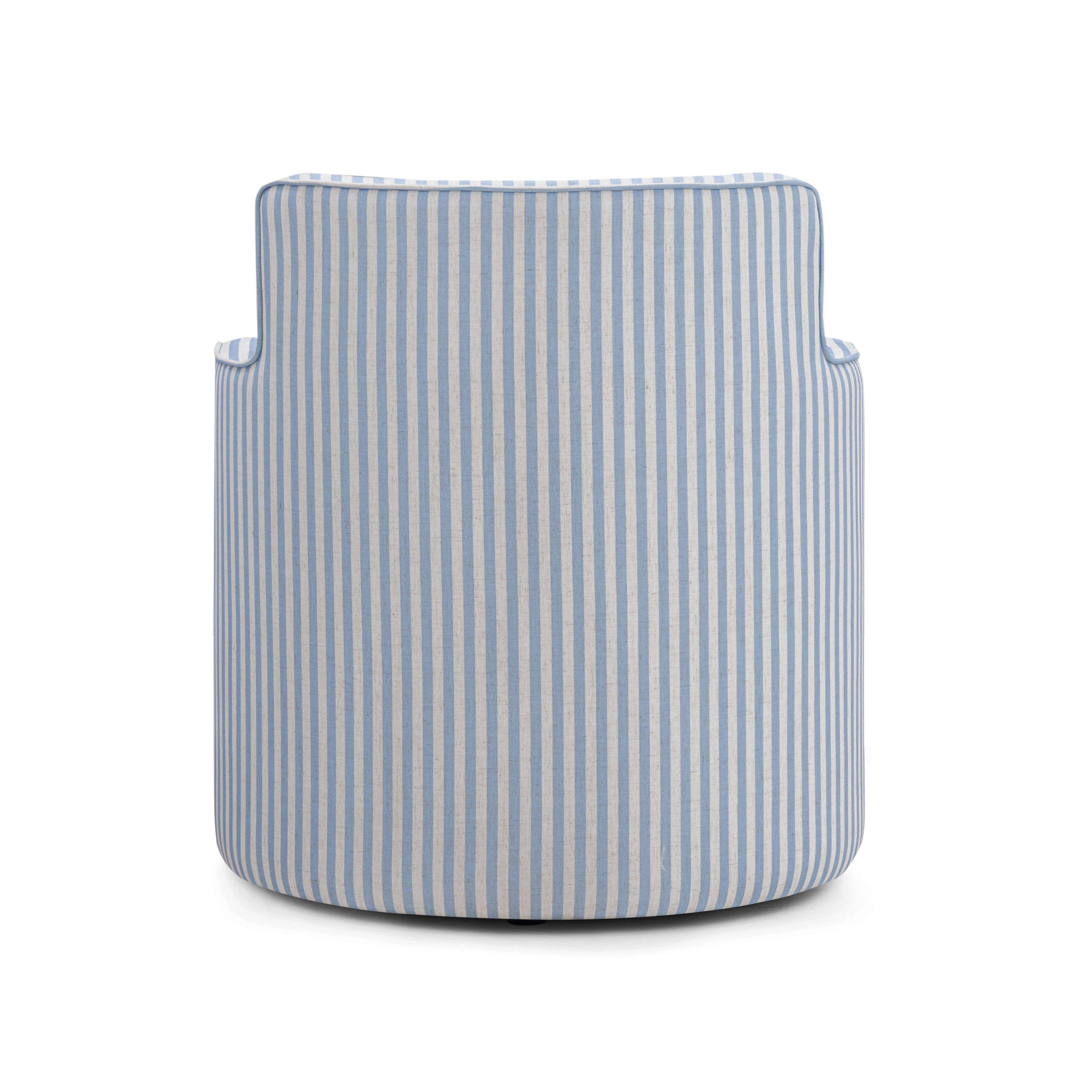 Passe Striped Linen Swivel Accent Chair