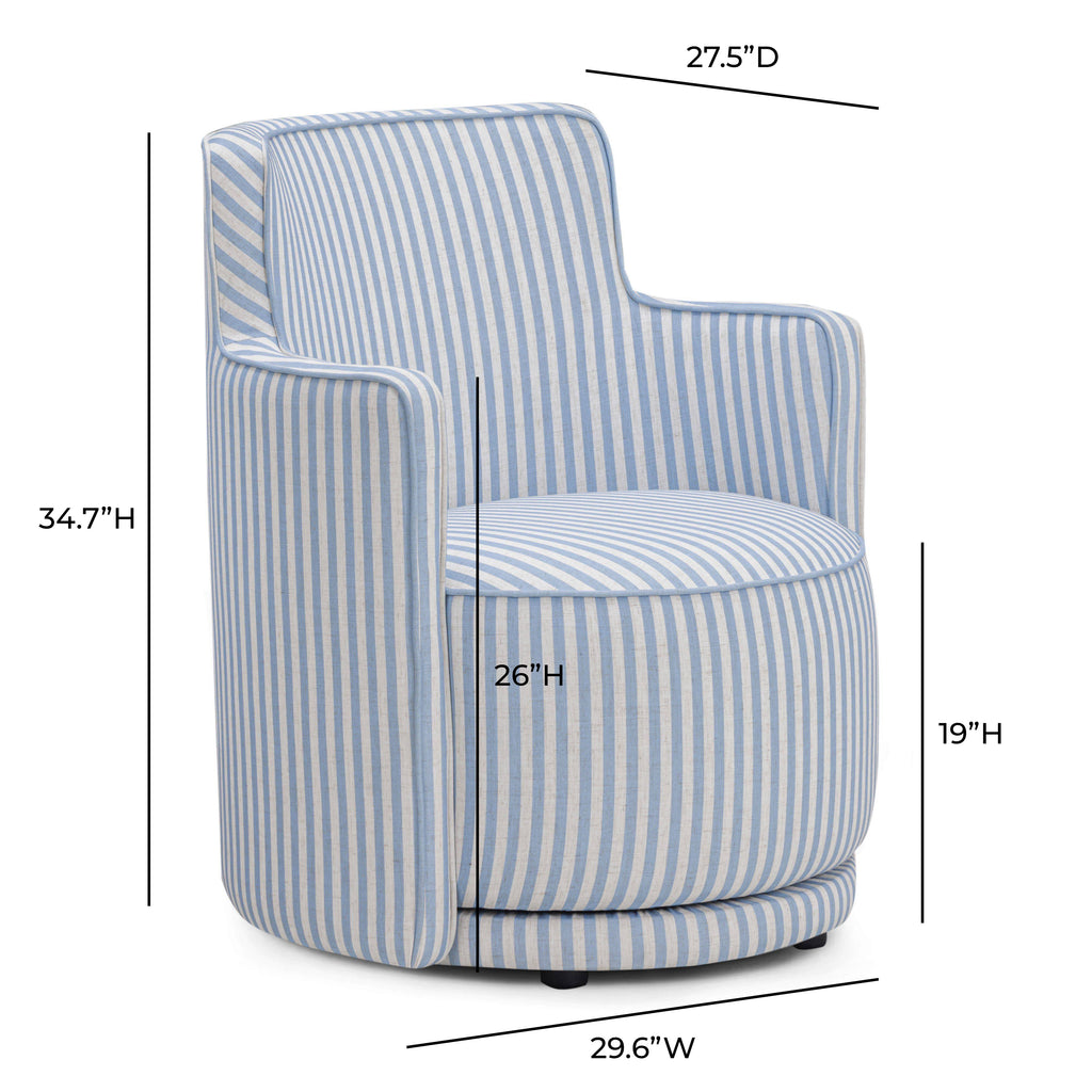 Passe Striped Linen Swivel Accent Chair