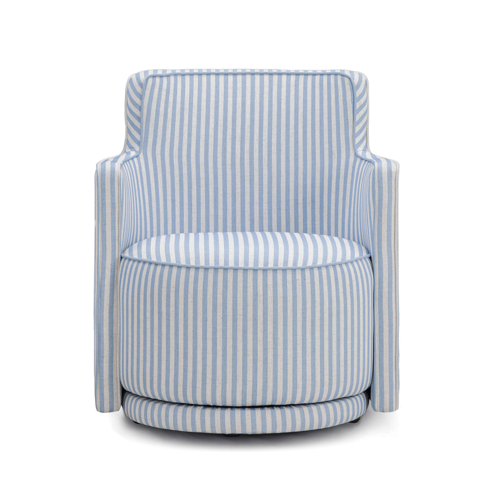 Passe Striped Linen Swivel Accent Chair