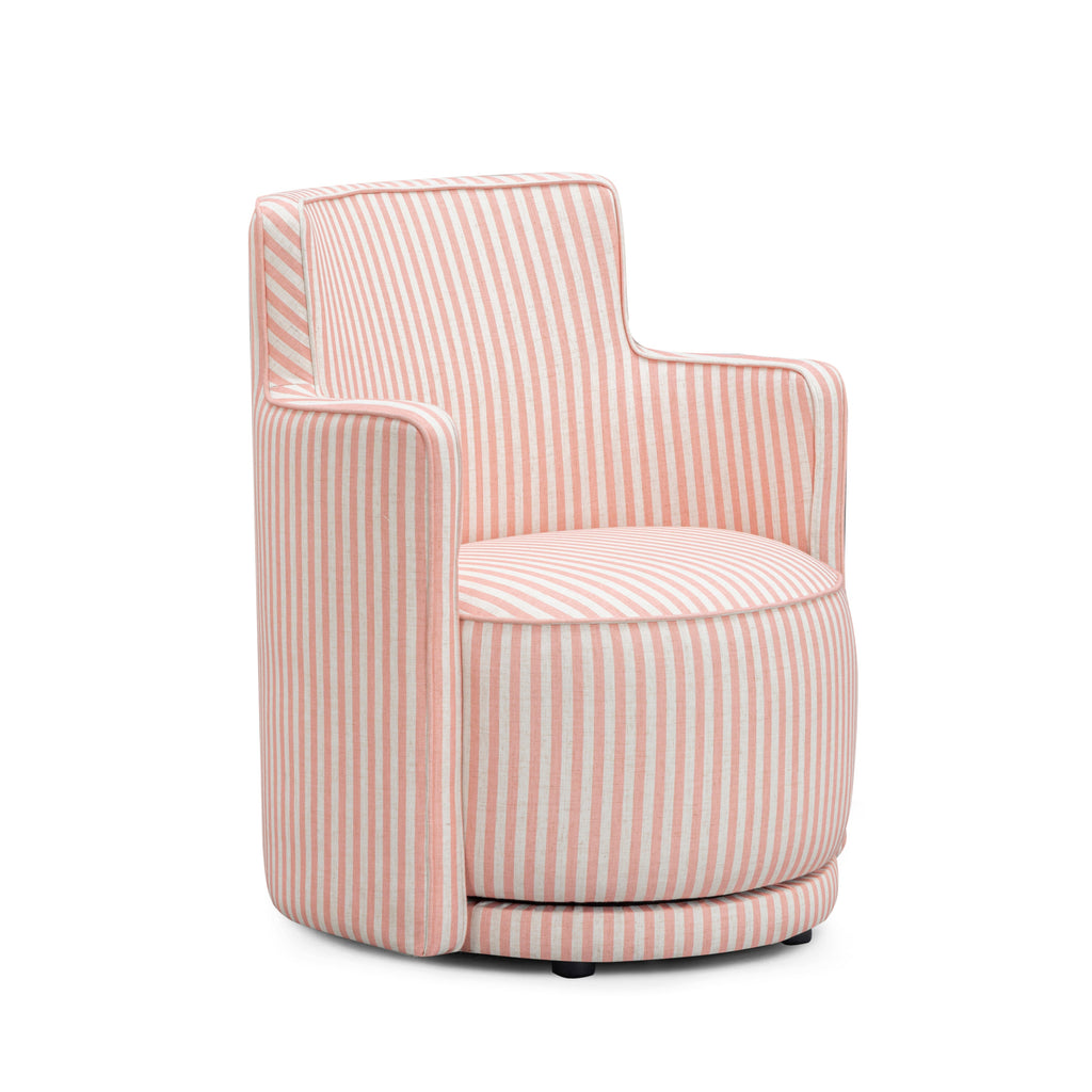 Passe Striped Linen Swivel Accent Chair