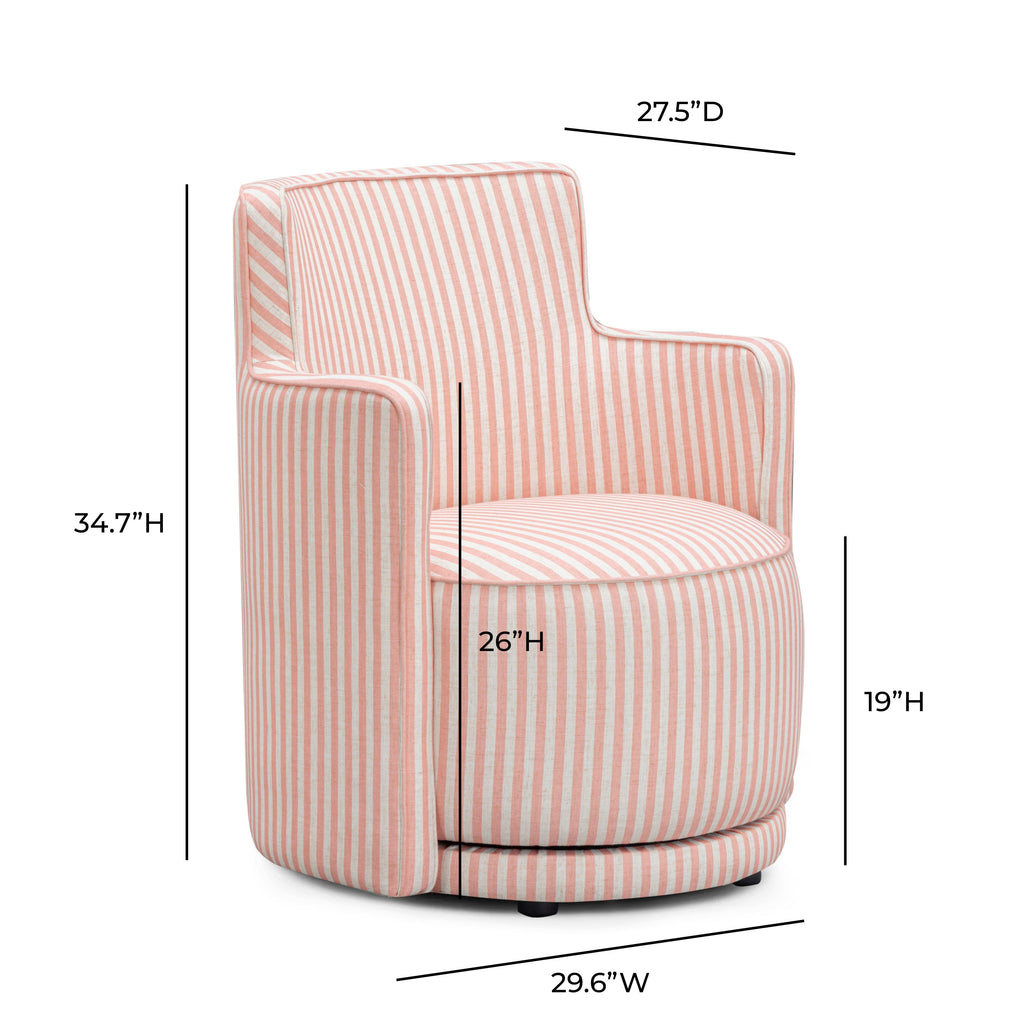 Passe Striped Linen Swivel Accent Chair