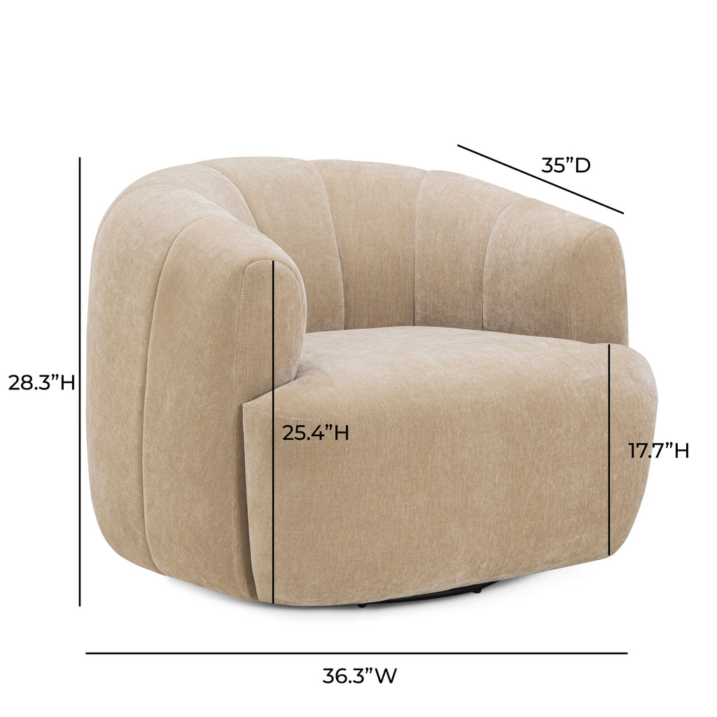 Jasmine Upcycled Contract-Grade Basketweave Fabric Swivel Accent Chair
