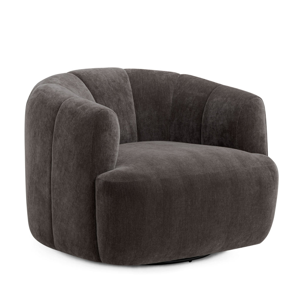 Jasmine Upcycled Contract-Grade Basketweave Fabric Swivel Accent Chair
