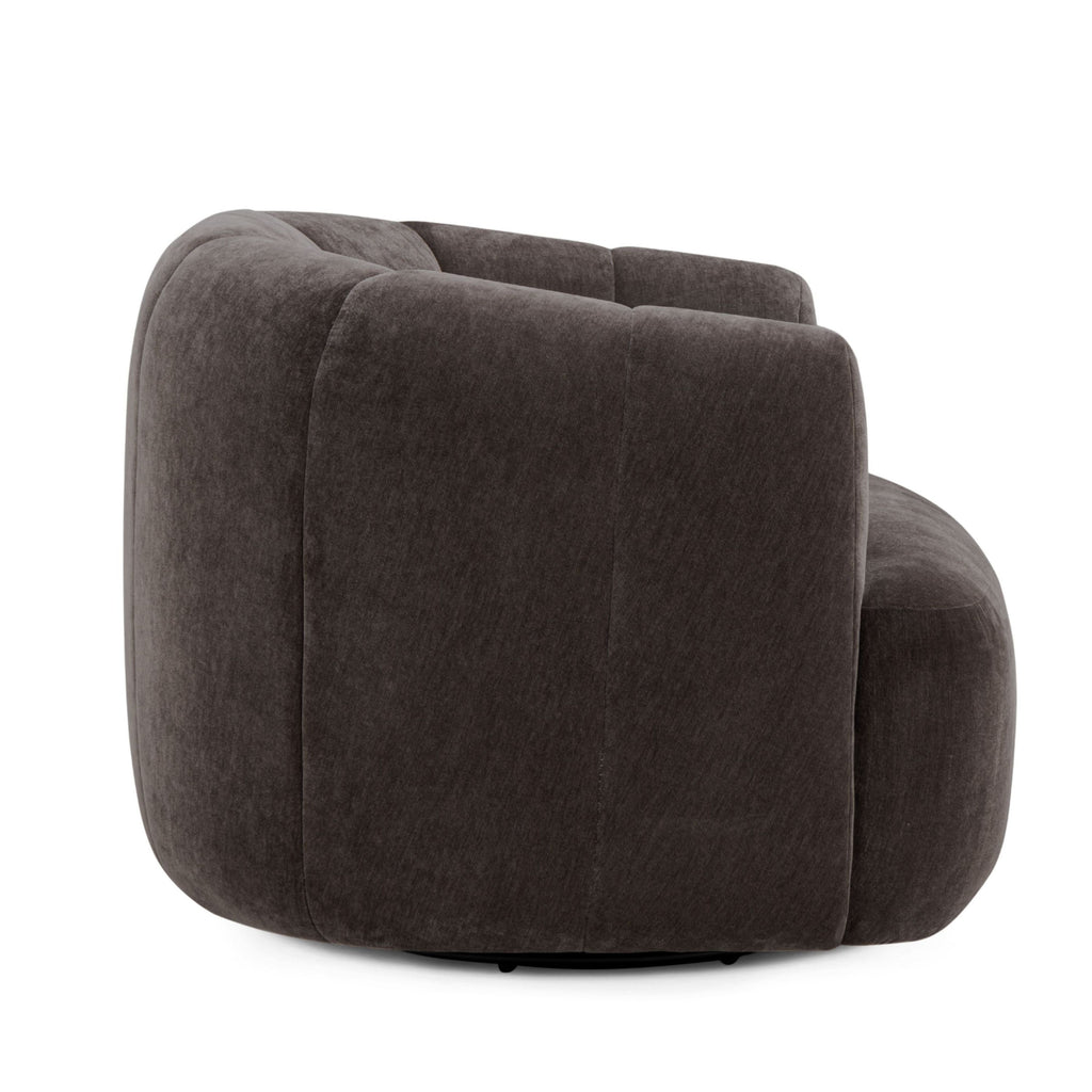 Jasmine Upcycled Contract-Grade Basketweave Fabric Swivel Accent Chair