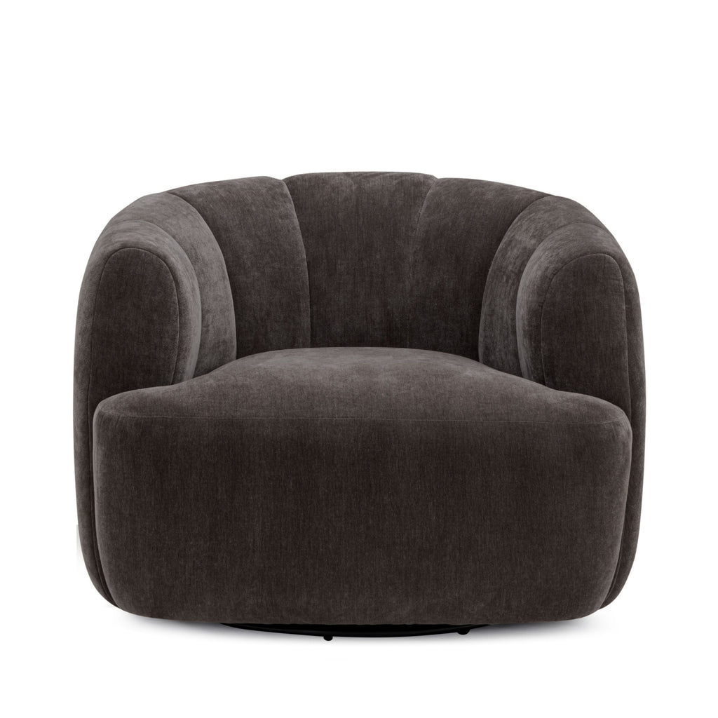 Jasmine Upcycled Contract-Grade Basketweave Fabric Swivel Accent Chair