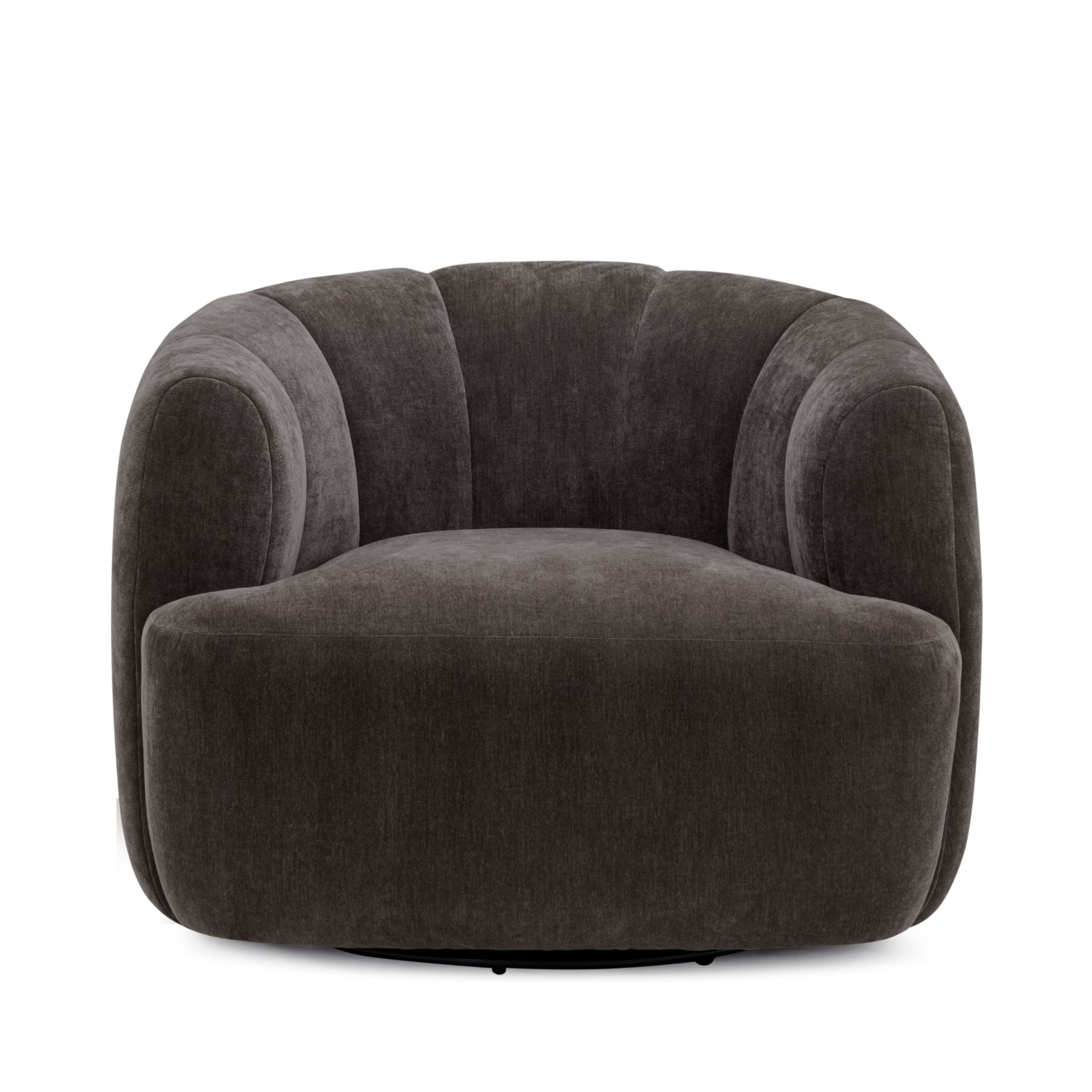 Jasmine Upcycled Contract-Grade Basketweave Fabric Swivel Accent Chair