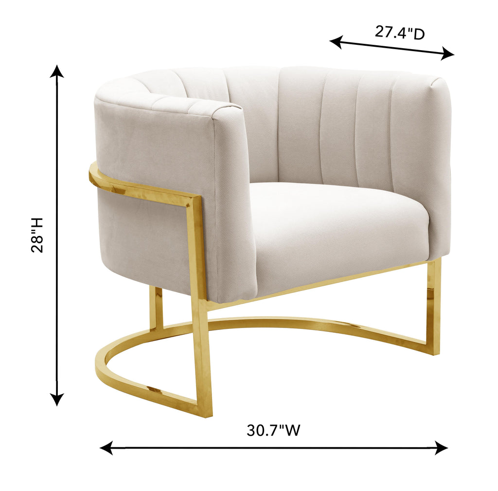 Magnolia Spotted Cream Performance Velvet Accent Chair