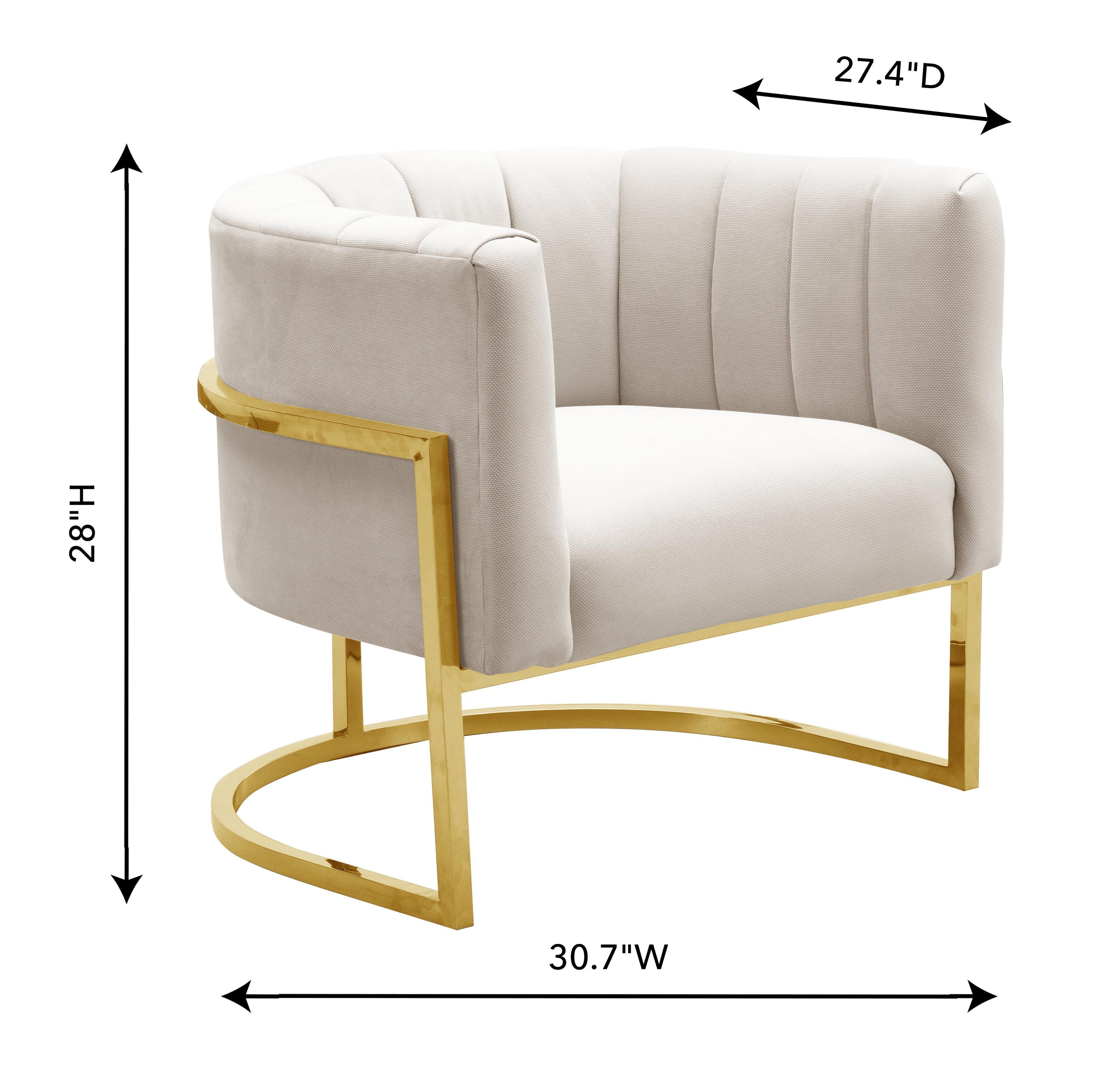 Magnolia Spotted Cream Performance Velvet Accent Chair