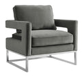 Avery Grey Performance Velvet Accent Chair with Silver Base