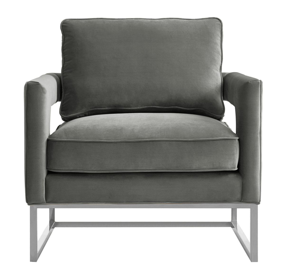 Avery Grey Performance Velvet Accent Chair with Silver Base