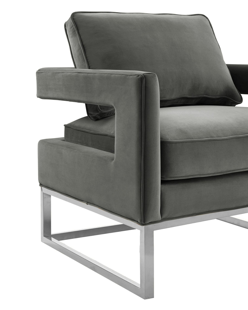 Avery Grey Performance Velvet Accent Chair with Silver Base