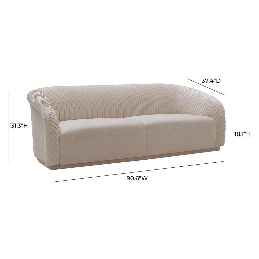 Yara 90.6" Pleated Performance Velvet Sofa