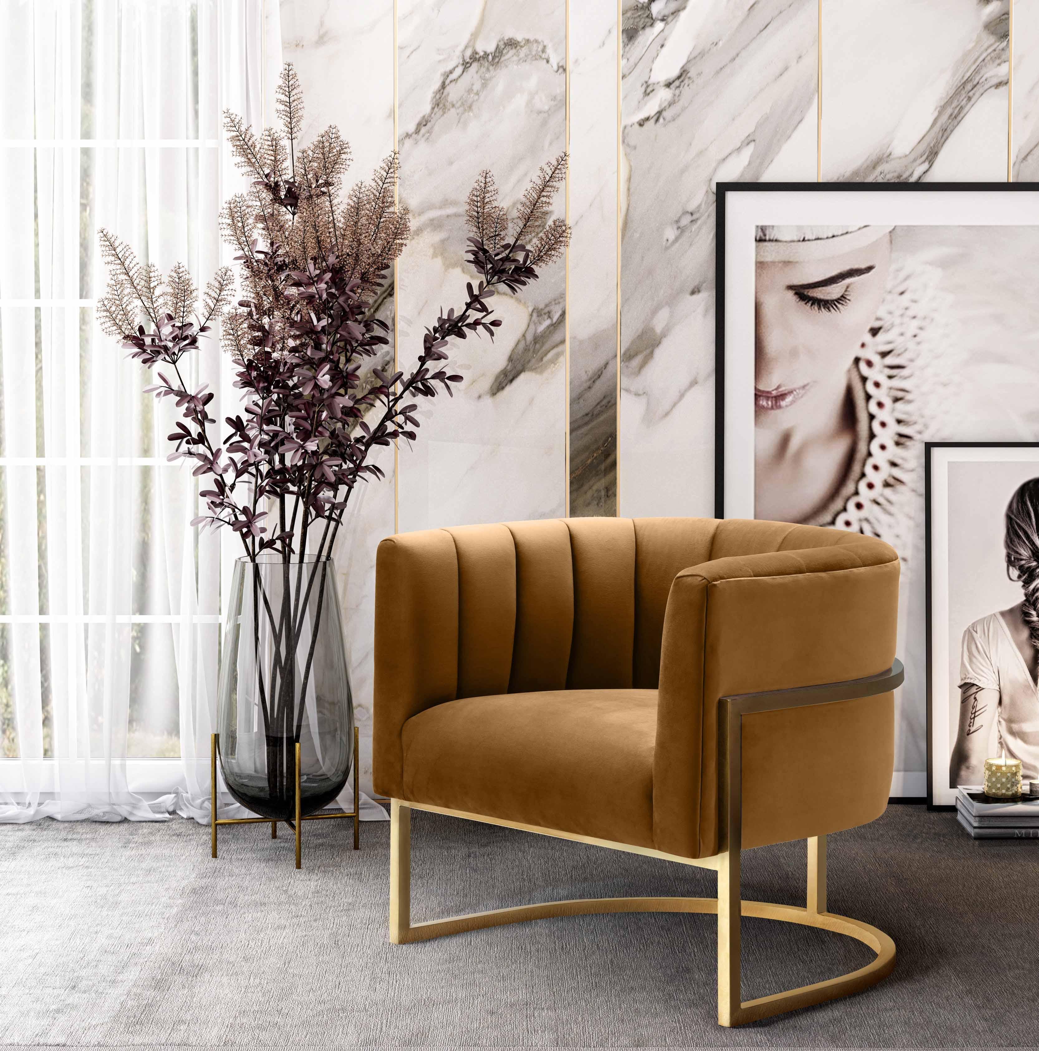 Magnolia Performance Velvet Accent Chair - Gold Base