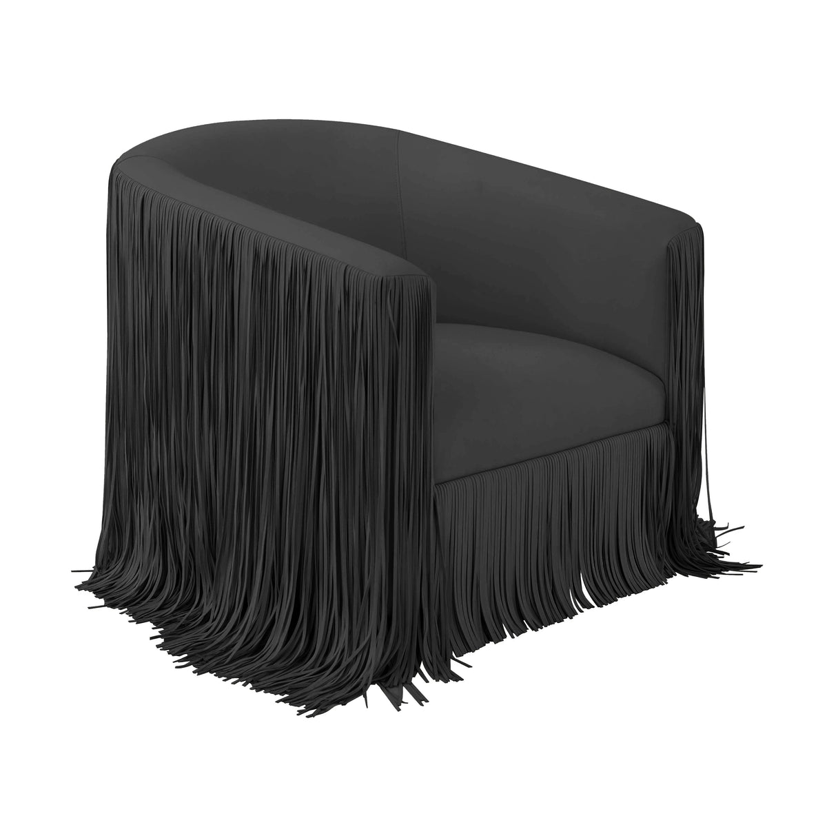 Shag Me Performance Vegan Leather Swivel Accent Chair — Black null
