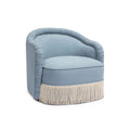 Pamela Faded Blue Upcycled Performance Fabric Tasseled Lounge Accent Chair
