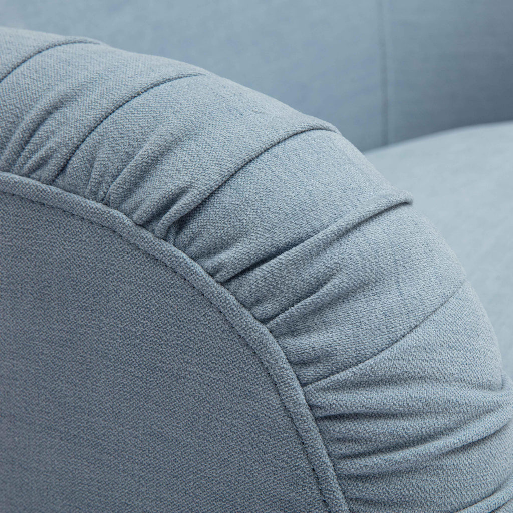 Pamela Faded Blue Upcycled Performance Fabric Tasseled Lounge Accent Chair