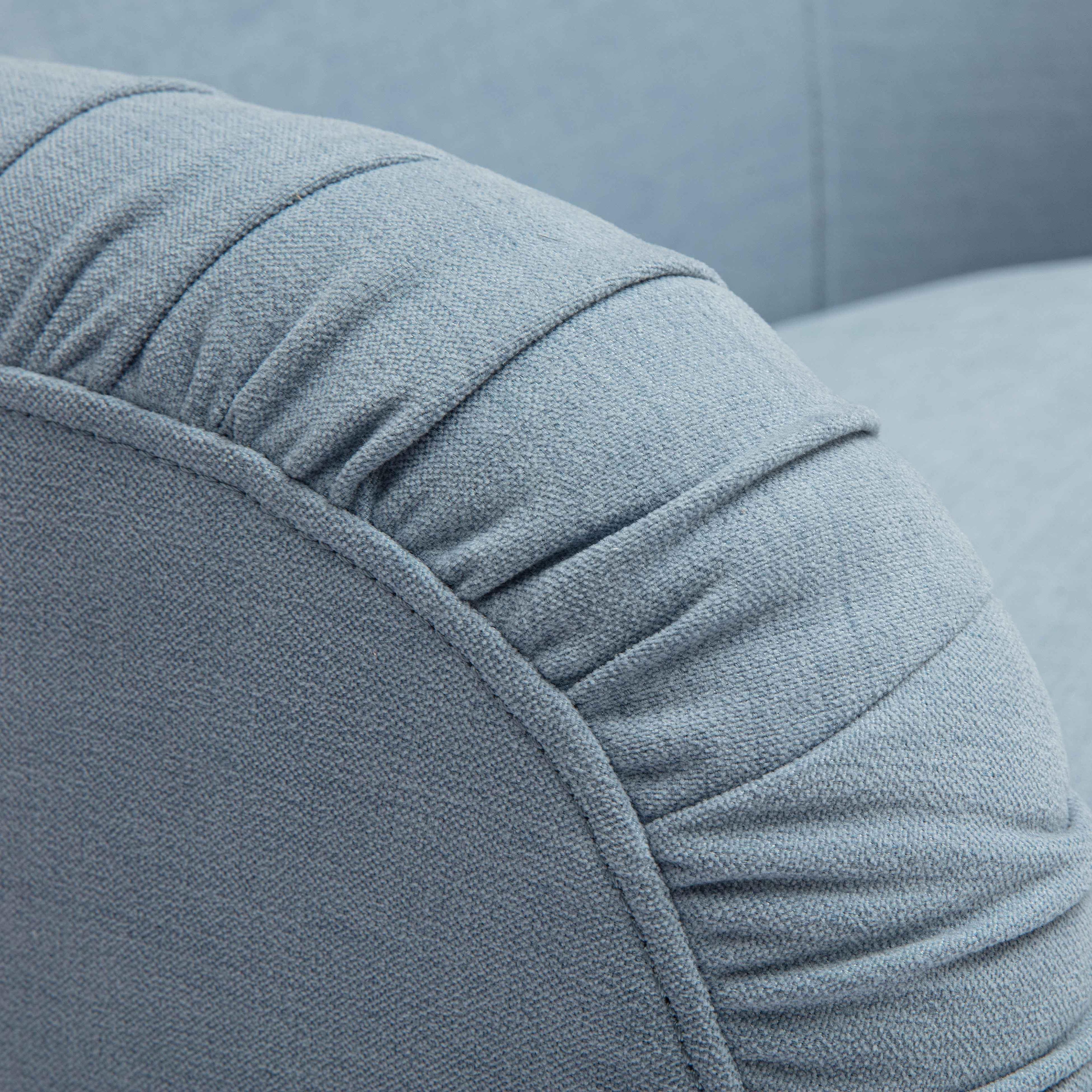 Pamela Faded Blue Upcycled Performance Fabric Tasseled Lounge Accent Chair