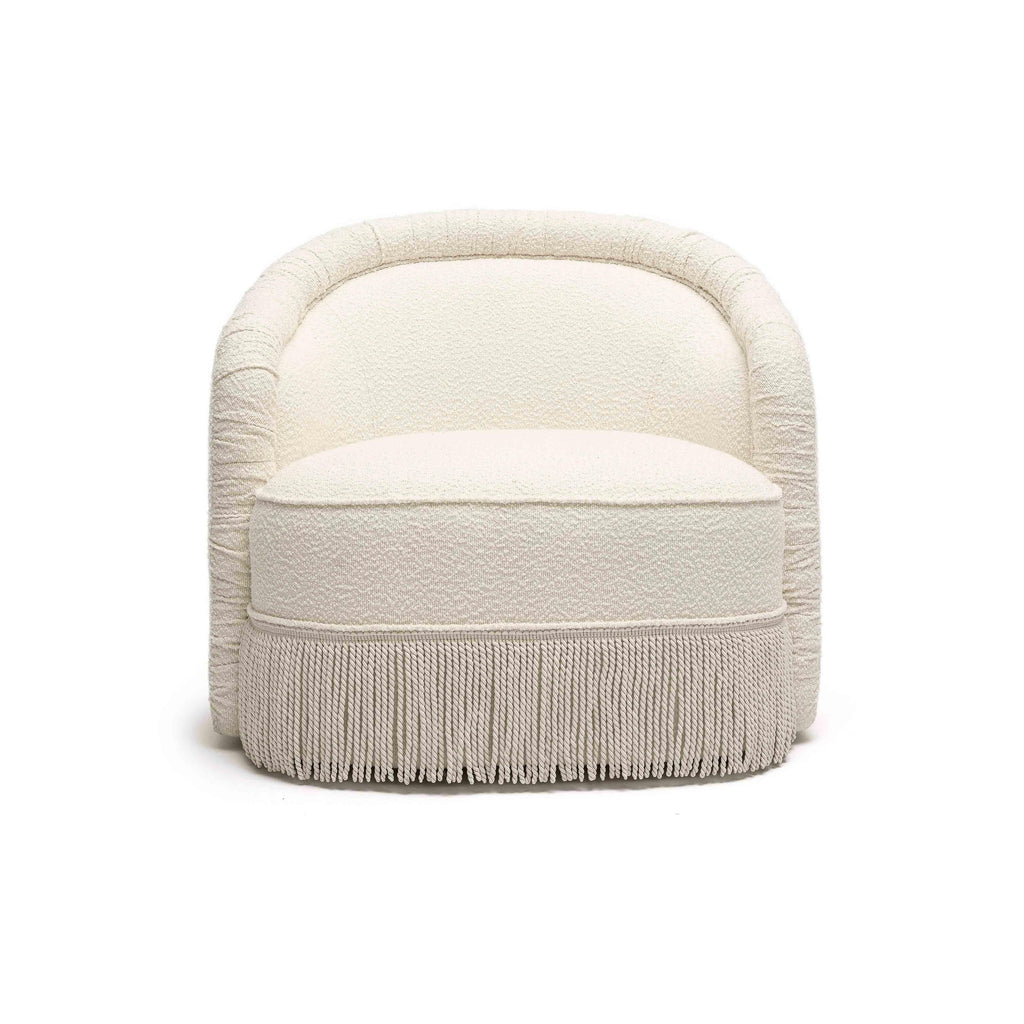 Pamela Cream Performance Boucle Tasseled Lounge Accent Chair