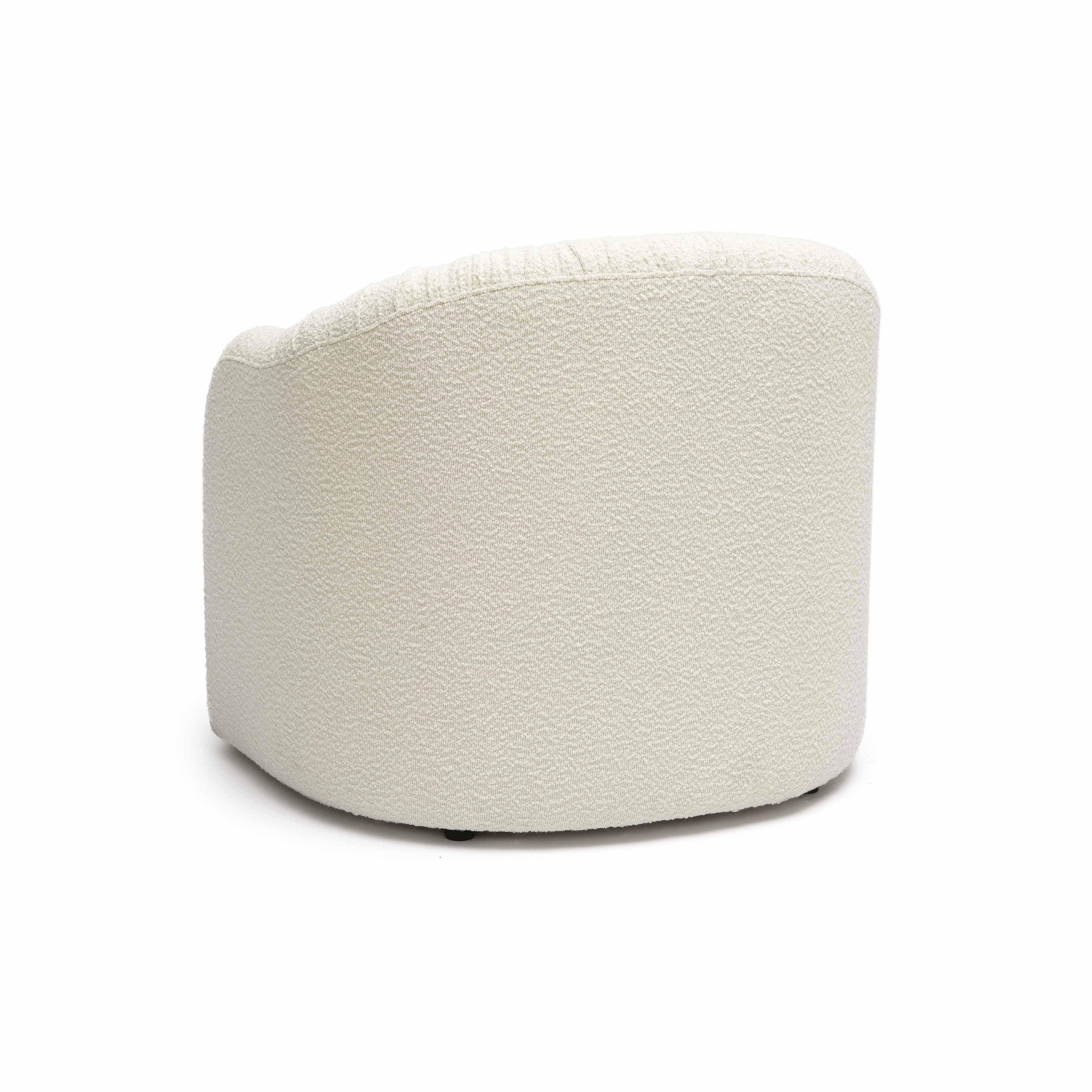 Pamela Cream Performance Boucle Tasseled Lounge Accent Chair